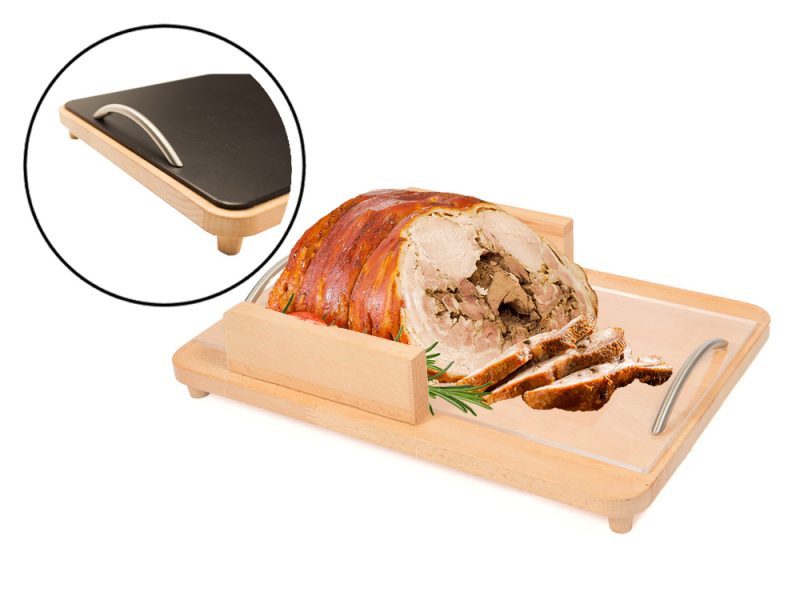 Espositore per arrosti da banco/frigo con piano in polietilene trasformabile in vassoio