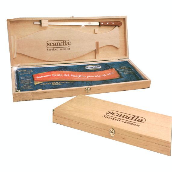 Cassetta salmone con tagliere e coltello
